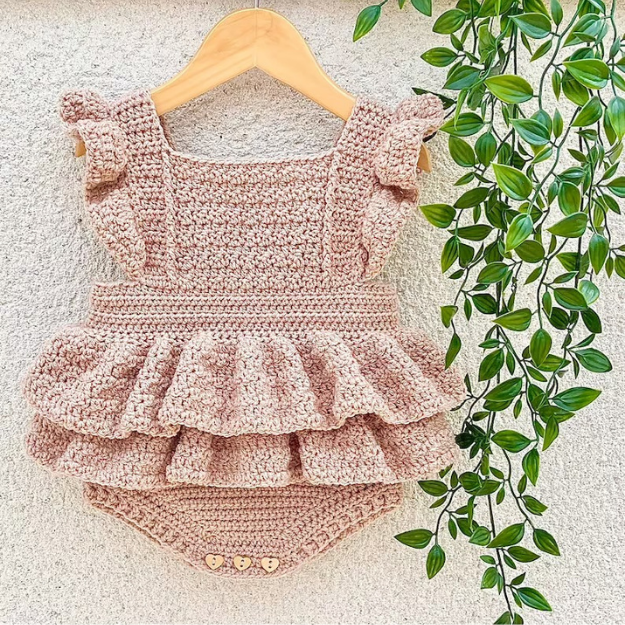 Crochet Baby Romper - Newborn to 36 Months